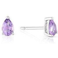 Ernest Jones 9Ct White Gold Earrings. Amethyst Pear Shaped Stud Earrings