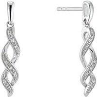 H. Samuel 9Ct White Gold Earrings. 0.03Ct Twist Drop Earrings