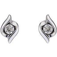 H. Samuel 9Ct White Gold Earrings. 0.02Ct Diamond Stud Earrings