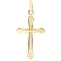 H. Samuel 9Ct Yellow Gold Necklace. Faceted Cross Pendant