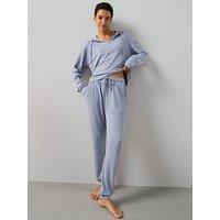The Very Collection Rib Neck Hoodie And Jogger Loungewear Set - Blue