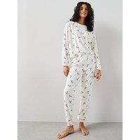 The Very Collection Fleece Love Top And Jogger Loungewear - Cream - Cream