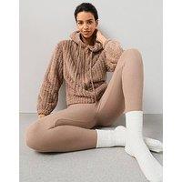 The Very Collection Jacquard Rib Wellsoft Zip Through Loungewear Set - Beige