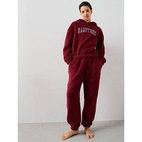 The Very Collection Borg Slogan And Jogger Loungewear Set - Red