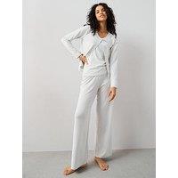 The Very Collection 3 Piece Vest, Cardigan And Wide Leg Loungewear Set - Grey