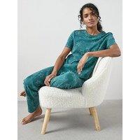 The Very Collection Star Print Short Sleeve T-Shirt And Slim Leg Pyjama Set - Teal