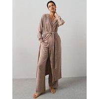The Very Collection Soft Touch Rib Dressing Gown - Brown