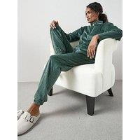 The Very Collection Velour Half Zip Fleece And Jogger Loungewear Set - Green