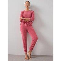The Very Collection Feather Knit Long Sleeve Top And Jogger Pj Set - Pink