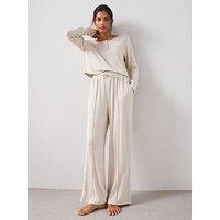 The Very Collection Soft Touch Slouchy Button Ls Top And Wide Leg Loungewear Set - Cream