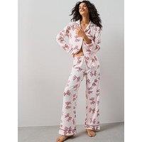 The Very Collection Bow Print Revere Pj Set - Pink