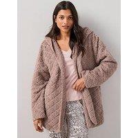 The Very Collection Quilted Borg Cardigan - Brown