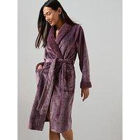 The Very Collection Fur Trim Dressing Gown - Purple