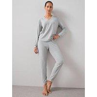 The Very Collection Sparkle V Neck Long Sleeve Top And Wide Leg Jogger Pj Set - Grey