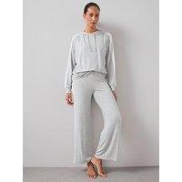 The Very Collection Panel Knit Hoody And Wide Leg Constrast Loungewear Set - Grey
