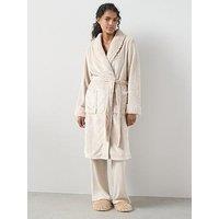 The Very Collection Fur Trim Dressing Gown - Cream