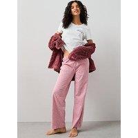 The Very Collection Short Sleeve Duvet Days Wide Leg Bottoms Pj Set - Oatmeal