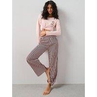 The Very Collection Long Sleeve Coffee Cup Wide Leg Pj Set - Pink