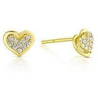 H. Samuel 9Ct Yellow Gold Earrings. Pave Stud Earrings