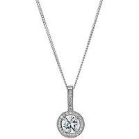 H. Samuel Silver Necklace. 18 Inch Chain With Cubic Zirconia Halo Pendant