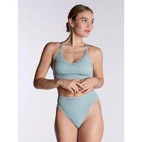 Boux Avenue Rib Lace Trim Thong - Sea Green