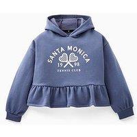 The Very Collection Girls Peplum Hoody - Dusky Blue