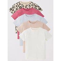 V By Very Girls Short Sleeve 5 Pack Tops - Black