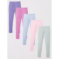 V By Very Girls 5 Pack Leggings - Multi