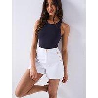 V By Very Sailor Denim Shorts - White