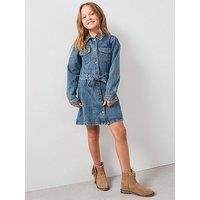 The Very Collection Girls Tie Waist Denim Dress - Multi