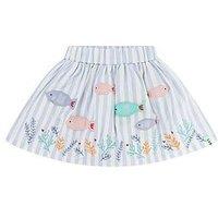 Lilly + Sid Girls Fish Stripe Applique Skirt - Multi