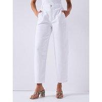 V By Very Barrel Leg Jeans - White