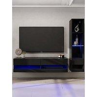 Gfw Galicia 120 Cms Tv Unit + 1 Shelf Unit - Fits Up To 55 Inch Tv - Black