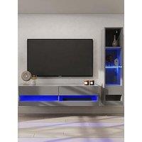 Gfw Galicia 120 Cms Tv Unit + 1 Shelf Unit - Fits Up To 55 Inch Tv - Grey