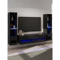 Gfw Galicia 120 Cms Tv Unit + 2 Shelf Units - Fits Up To 55 Inch Tv - Black