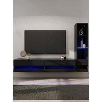 Gfw Galicia 150 Cm Tv Unit + Shelf Unit With Led Lights - Fits Up To 65 Inch Tv - Black