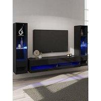 Gfw Galicia 150 Cms Tv Unit + 2 Shelf Units - Fits Up To 65 Inch Tv - Black