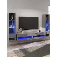 Gfw Galicia 150 Cms Tv Unit + 2 Shelf Units - Fits Up To 65 Inch Tv - Grey
