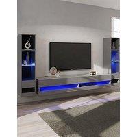 Gfw Galicia 180 Cm Tv Unit + 2 Shelf Units - Fits Up To 80 Inch Tv - Grey