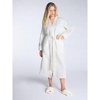 Boux Avenue Waffle Long Robe - White