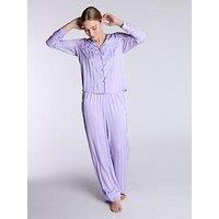 Boux Avenue Luxe Satin Stripe Long Sleeve Revere - Lilac