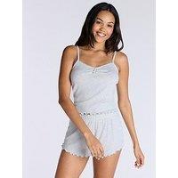 Boux Avenue Rib Rosebud Cami & Short Set - Grey Marl Mix