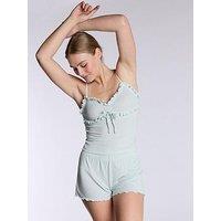 Boux Avenue Rib Frill Cami & Short Set - Sage Green