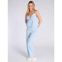 Boux Avenue Linen Blend Stripe Cami & Pant Set - Blue Mix