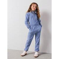 V By Very Girls Jersey Long Sleeve Elasticated Waist Jumpsuit - Blue