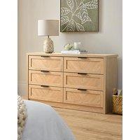 Very Home Chevry 3 + 3 Drawer Chest - Oak