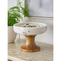 Very Home Raised Marble Bowl With Mango Wood Base