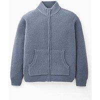 V By Very Boys Zip Through Knitted Cardigan - Navy