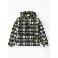 V By Very Boys Check Borg Hooded Jacket - Green