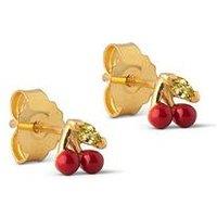 Enamel Copenhagen Red Cherry Gold Plated Sterling Silver Studs